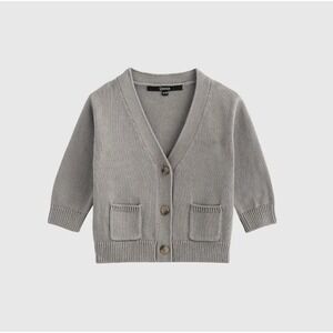 Quince Kids Unisex Gray Organic Cotton Cardigan Sweater 5T Button Front Pockets‎